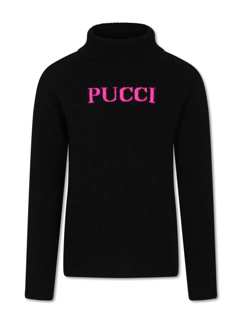 PUCCI Junior intarsia knit-logo roll-neck jumper - Black von PUCCI Junior