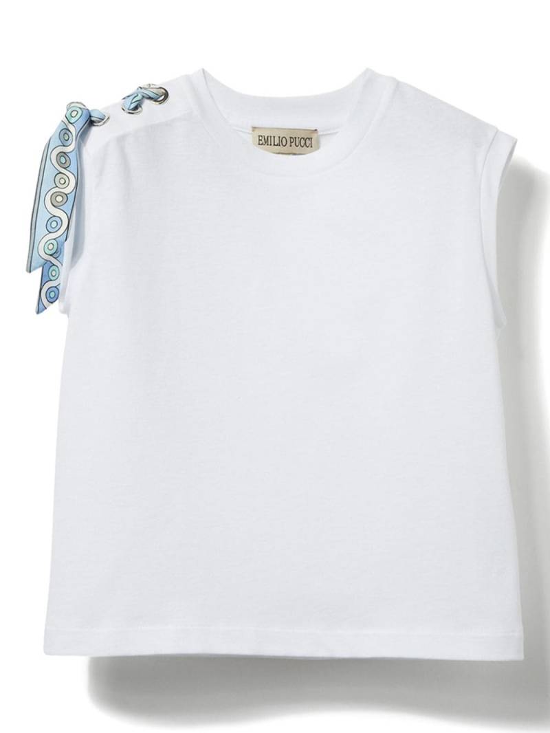 PUCCI Junior lace-up cotton T-shirt - White von PUCCI Junior