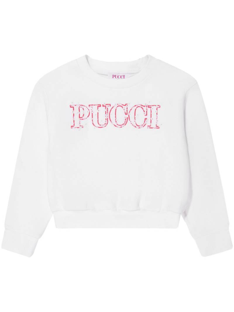 PUCCI Junior logo-embroidered cotton sweatshirt - White von PUCCI Junior