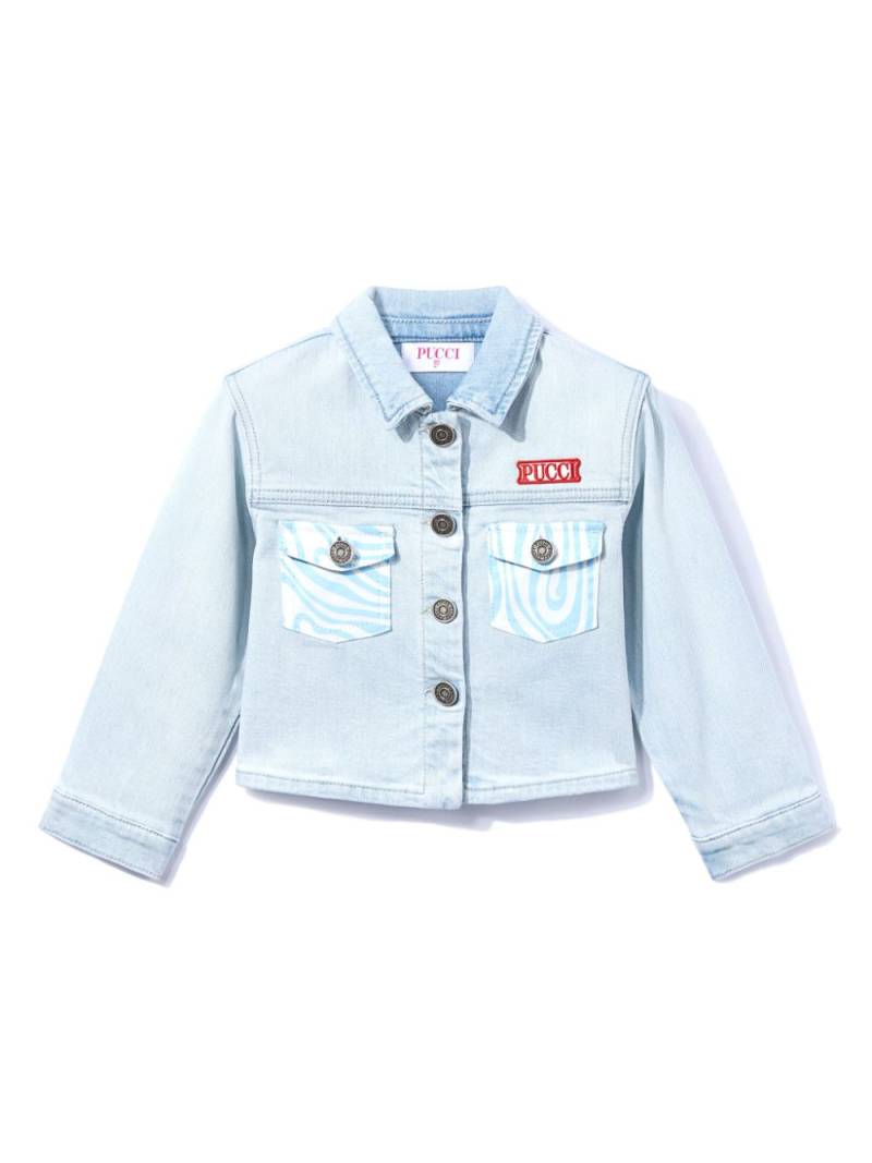 PUCCI Junior logo-embroidered denim jacket - Blue von PUCCI Junior