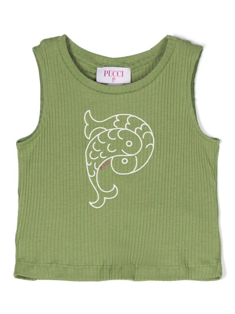 PUCCI Junior logo-embroidered tank top - Green von PUCCI Junior