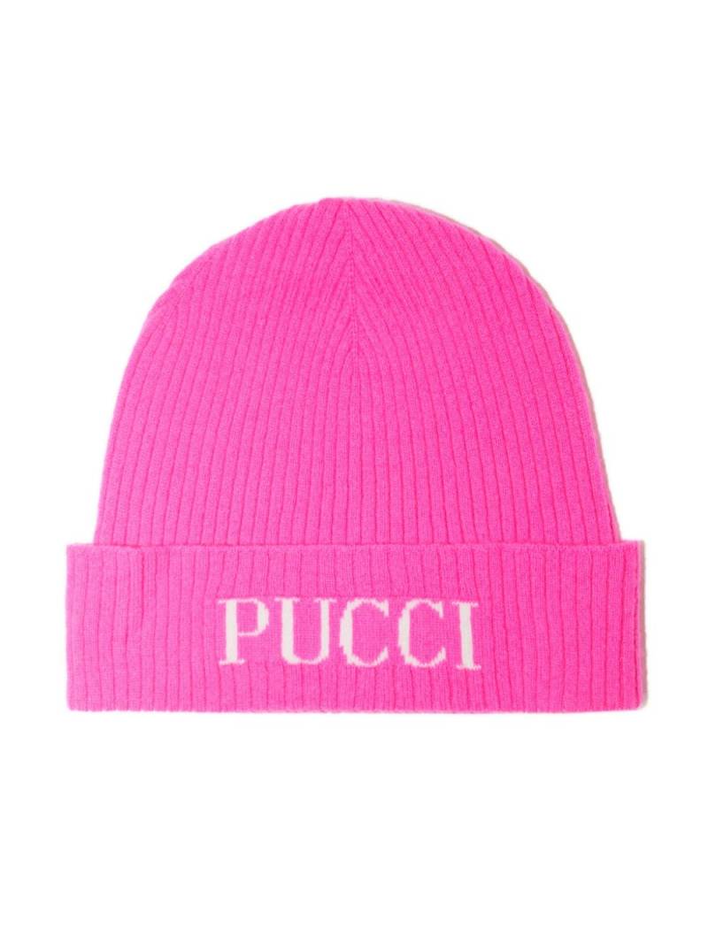 PUCCI Junior logo-intarsia beanie - Pink von PUCCI Junior