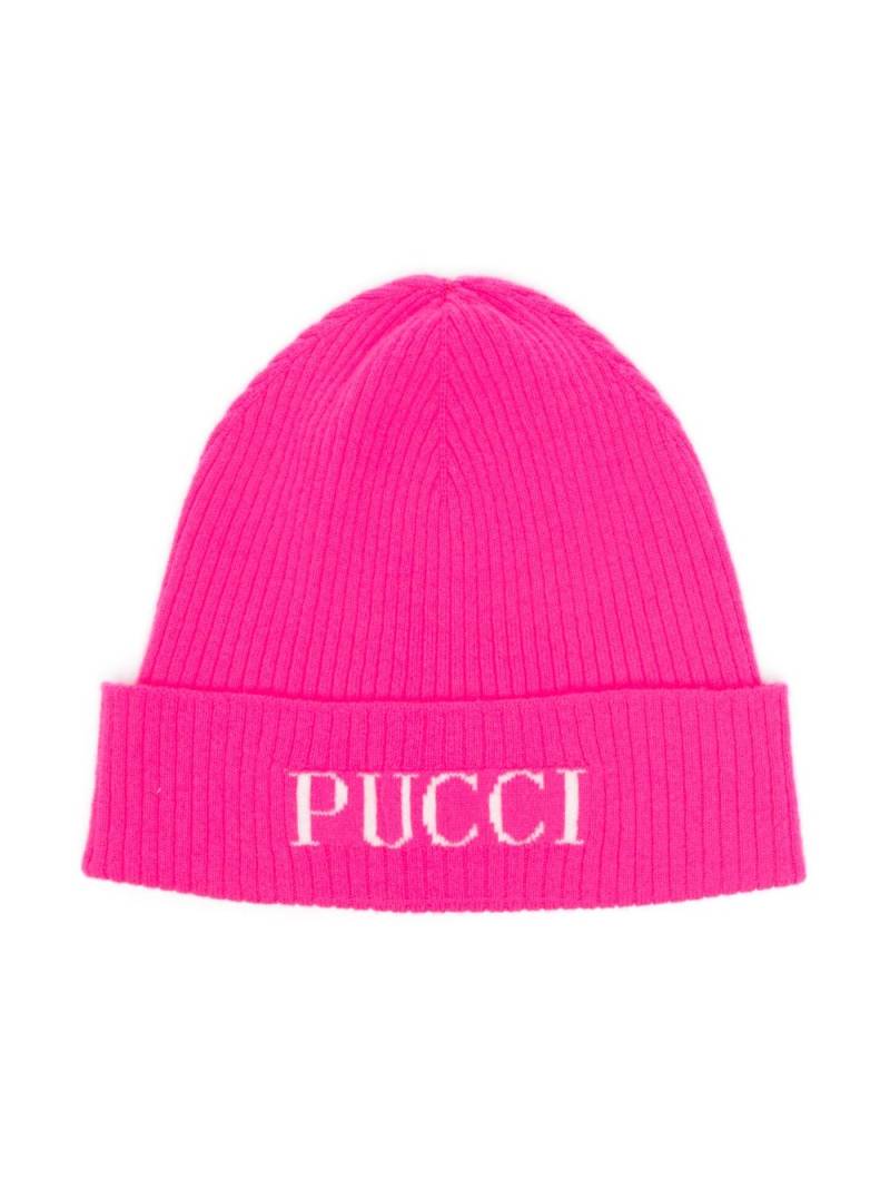 PUCCI Junior logo-intarsia knitted beanie - Pink von PUCCI Junior