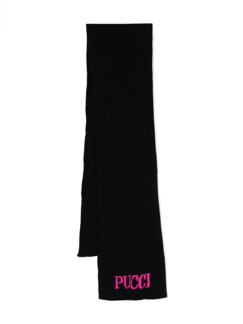 PUCCI Junior logo-jacquard ribbed scarf - Black von PUCCI Junior