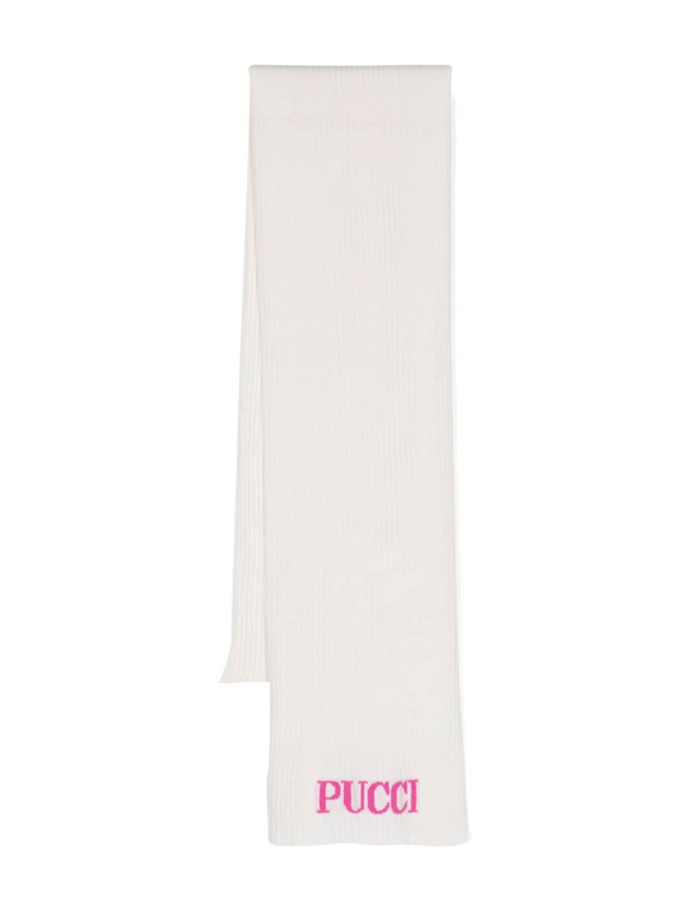 PUCCI Junior logo-jacquard ribbed scarf - Neutrals von PUCCI Junior