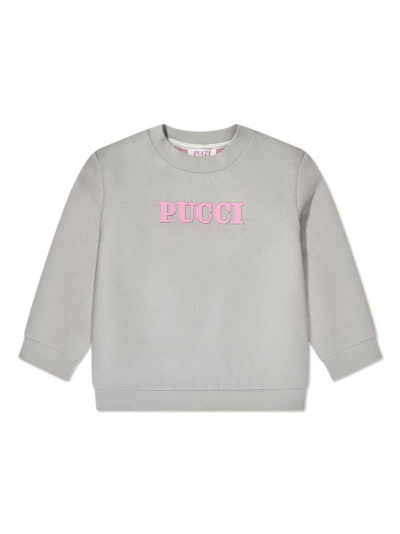 PUCCI Junior logo-print cotton sweatshirt - Grey von PUCCI Junior