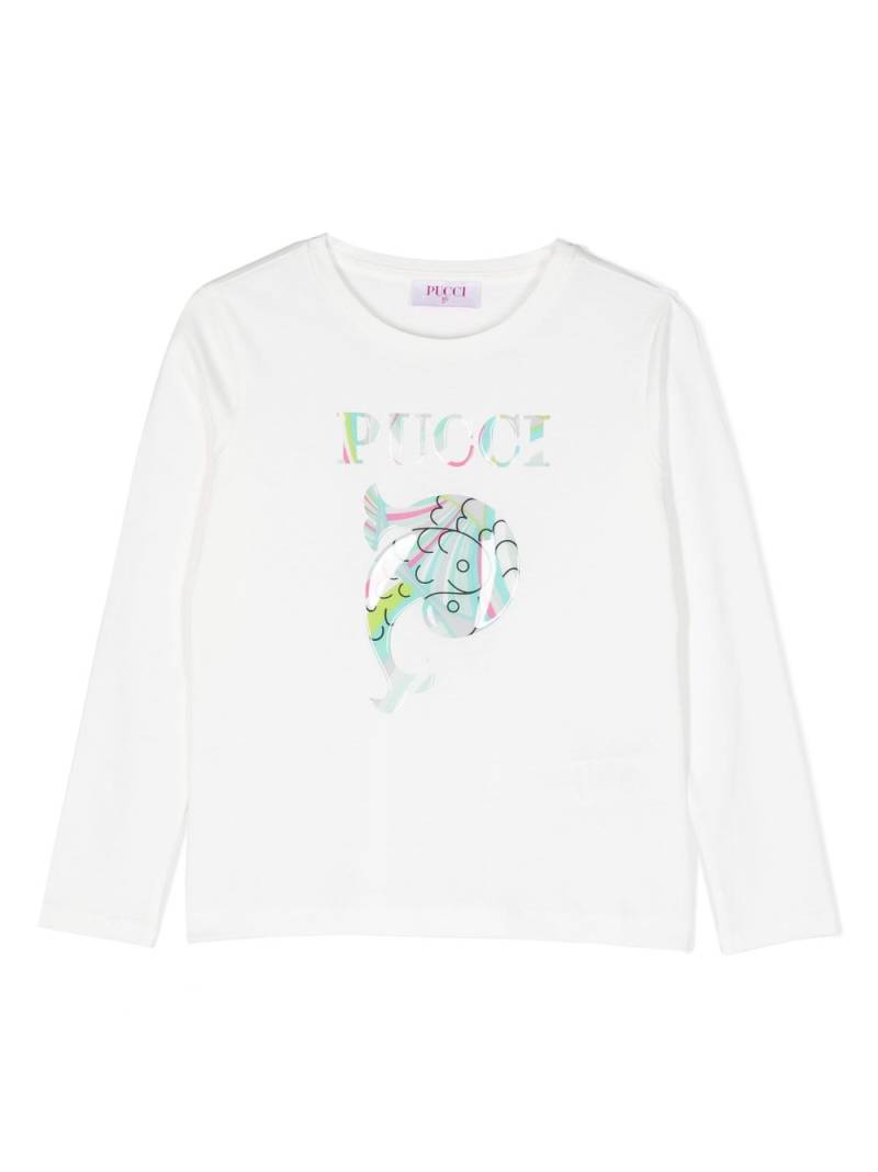 PUCCI Junior logo-print long-sleeved T-shirt - White von PUCCI Junior