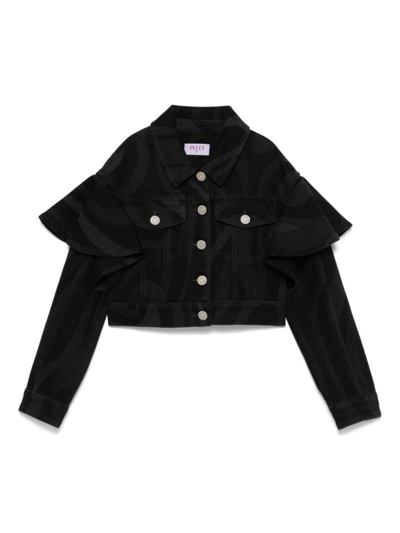 PUCCI Junior ruffle denim jacket - Black von PUCCI Junior