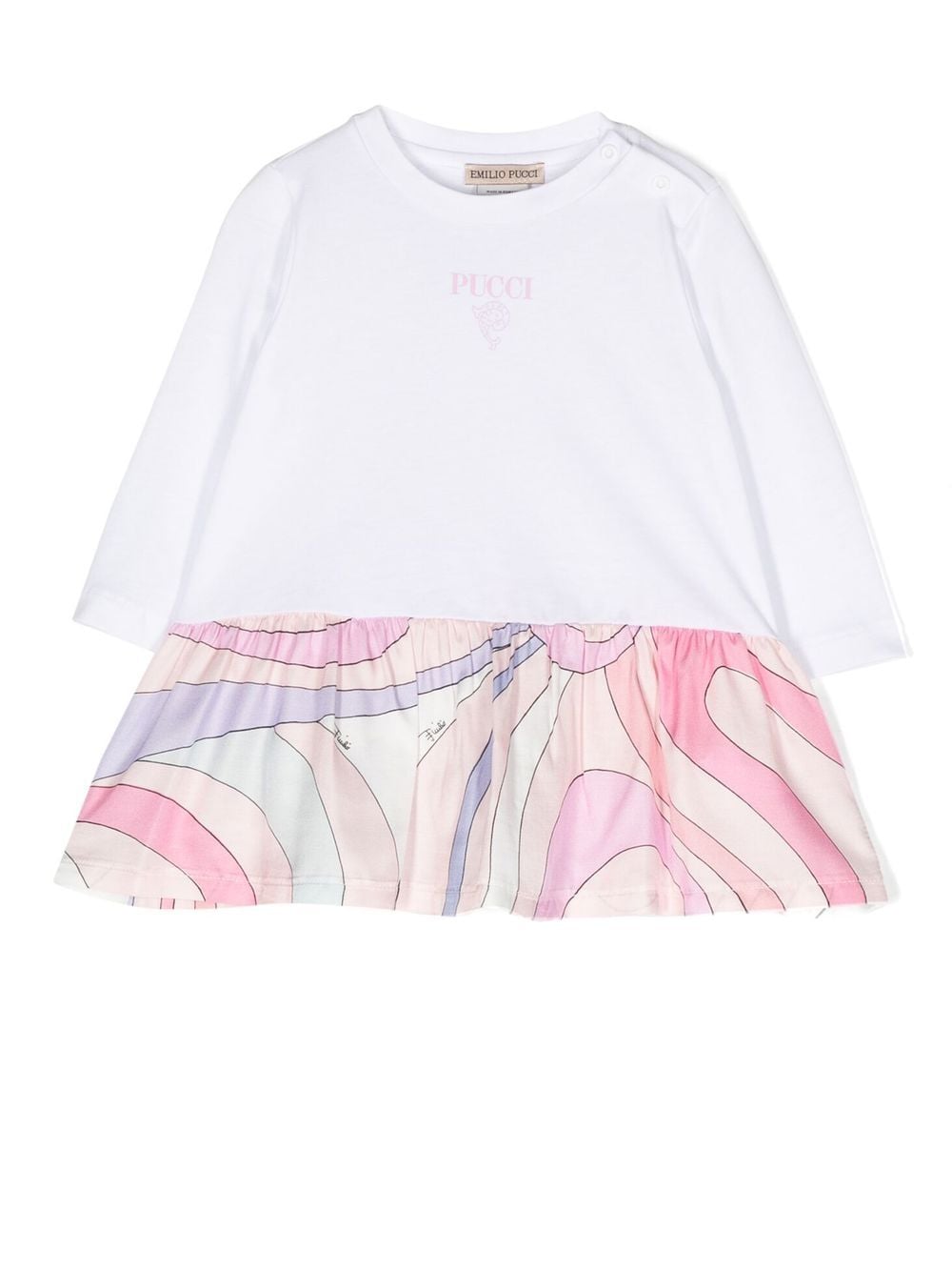 PUCCI Junior wave-peplum long-sleeve dress - White von PUCCI Junior