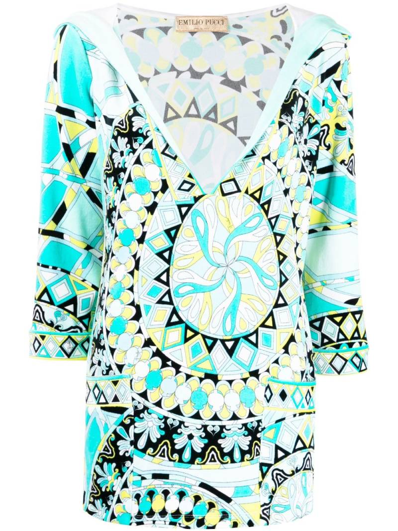 PUCCI Pre-Owned abstract print three-quarter sleeves top - Blue von PUCCI Pre-Owned