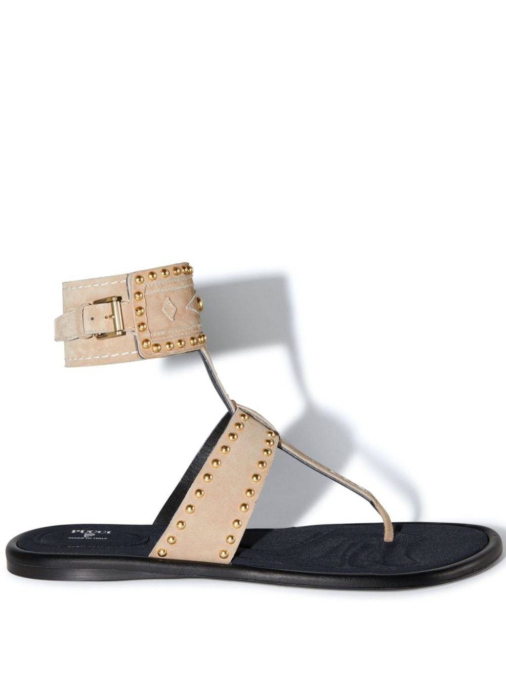 PUCCI Emilia stud-embellished flat sandals - Brown von PUCCI