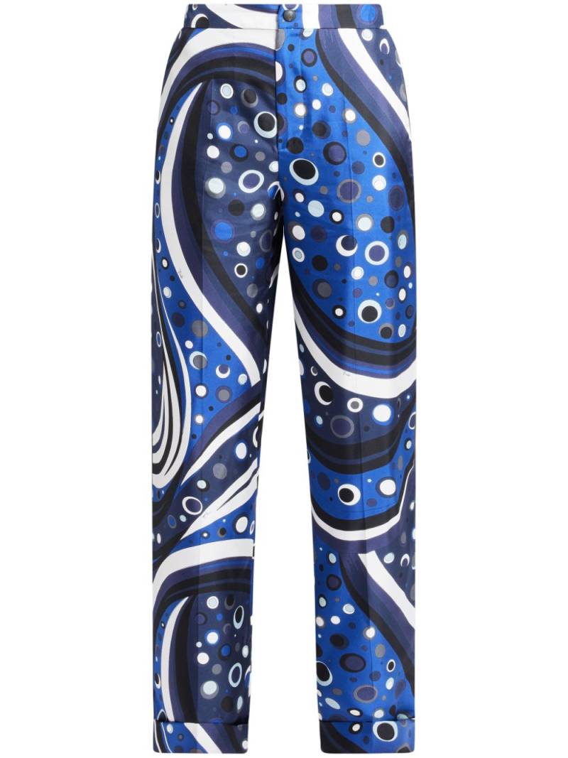 PUCCI Fontane-print silk trousers - Blue von PUCCI