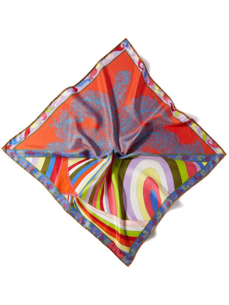 PUCCI Iride and Struzzo-print silk scarf - Red von PUCCI