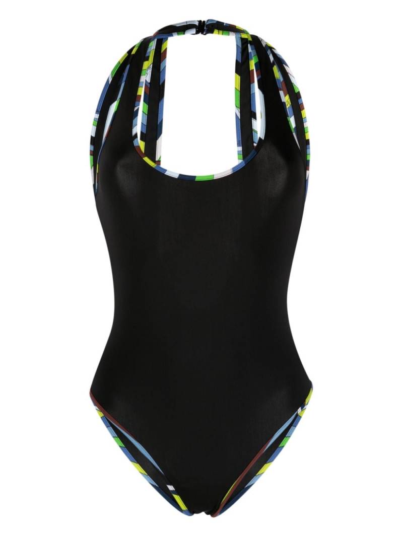 PUCCI Iride-print cut-out swimsuit - Black von PUCCI