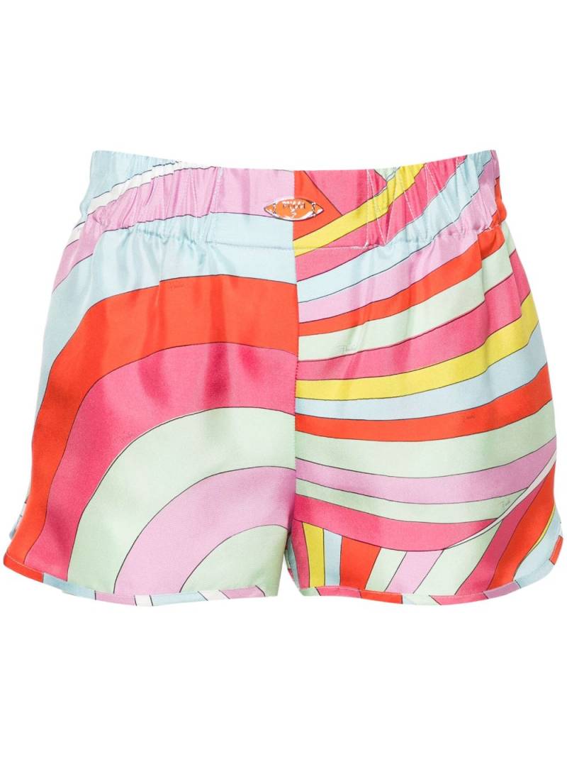 PUCCI Iride-print silk shorts - Pink von PUCCI