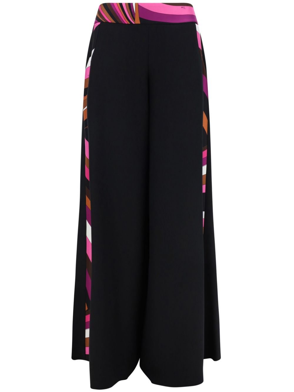 PUCCI Iride-print trim palazzo trousers - Black von PUCCI