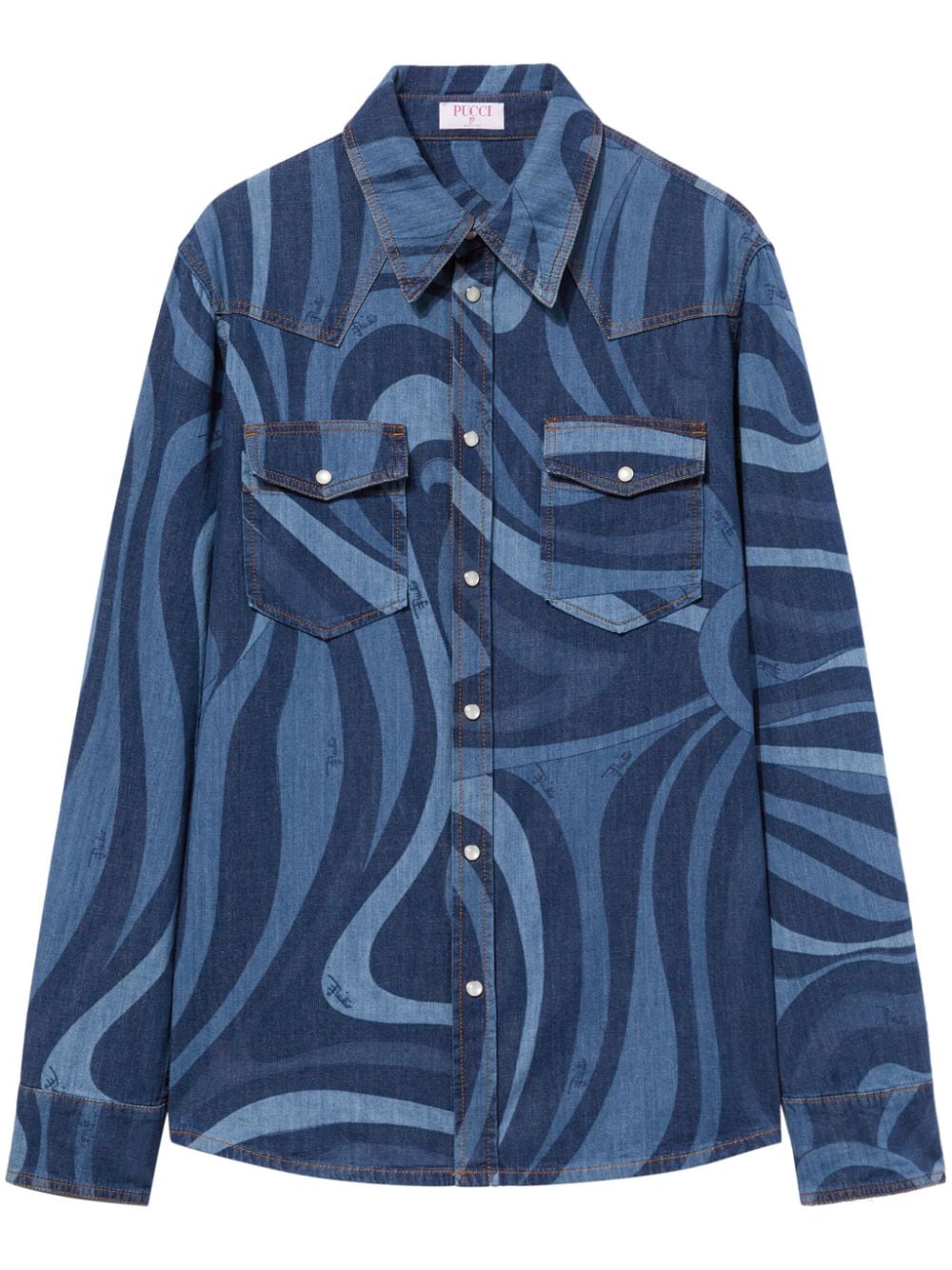 PUCCI Marmo-print denim shirt - Blue von PUCCI