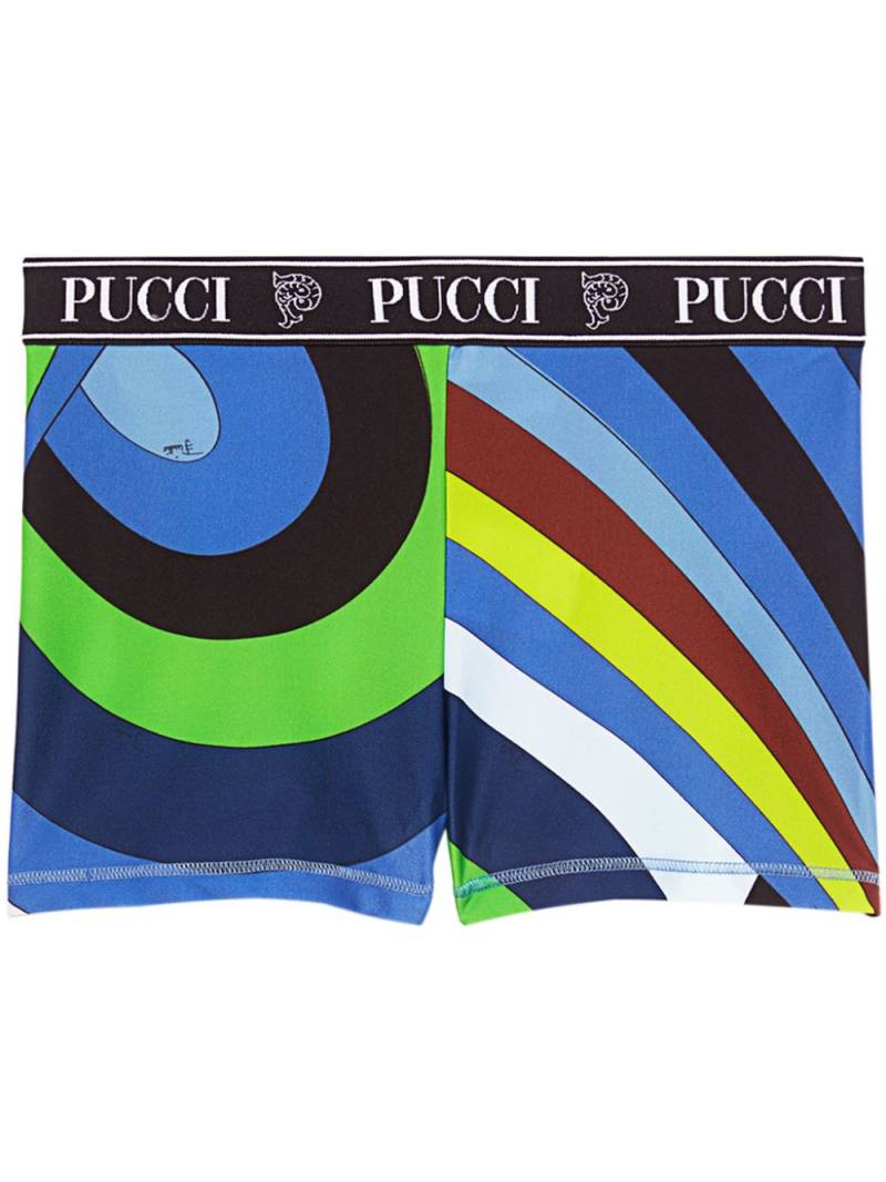 PUCCI Marmo-print logo-waistband shorts - Blue von PUCCI