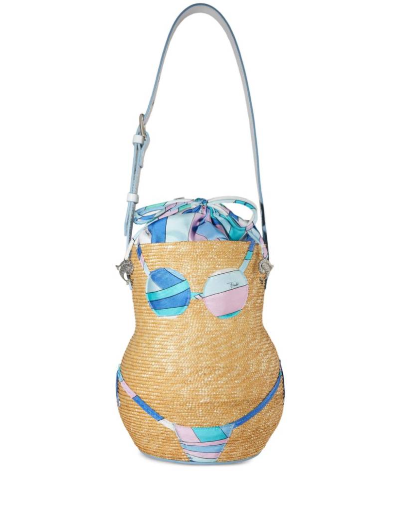 PUCCI Puccinella straw bucket bag - Neutrals von PUCCI