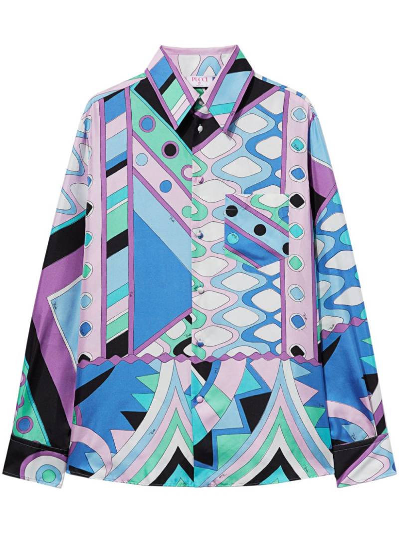 PUCCI Vivara-print silk shirt - Blue von PUCCI