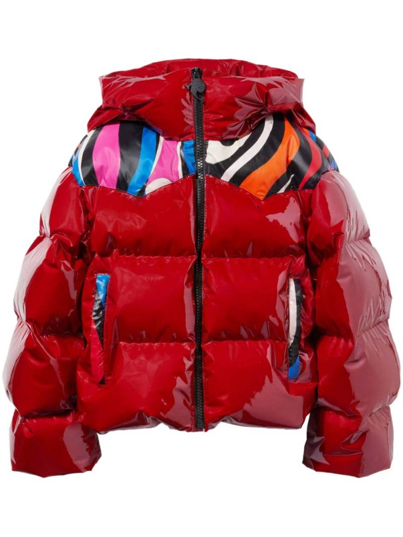 PUCCI abstract-panelling hooded puffer jacket - Red von PUCCI