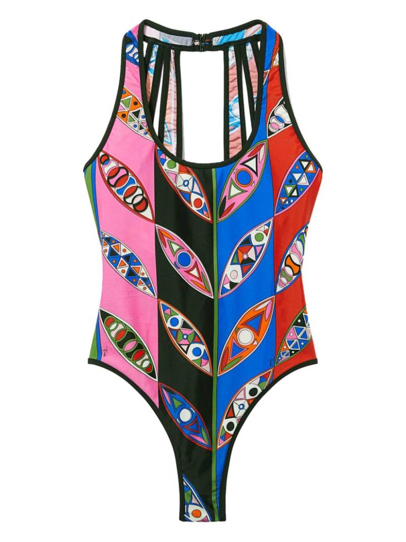 PUCCI abstract print open back swimsuit - Blue von PUCCI