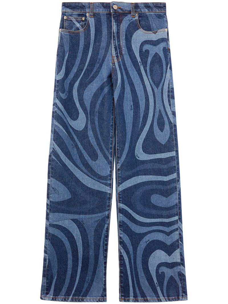 PUCCI abstract-print wide-leg jeans - Blue von PUCCI