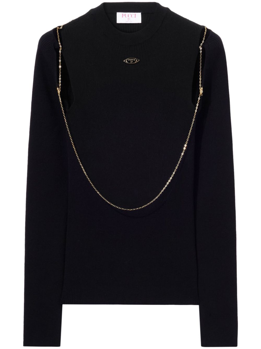 PUCCI chain-embellished rib-knit top - Black von PUCCI