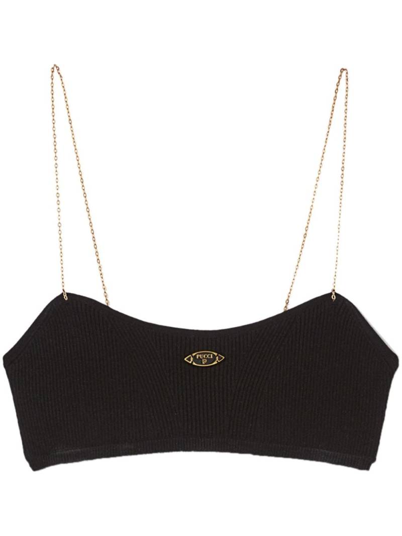 PUCCI chain-strap ribbed bandeau top - Black von PUCCI