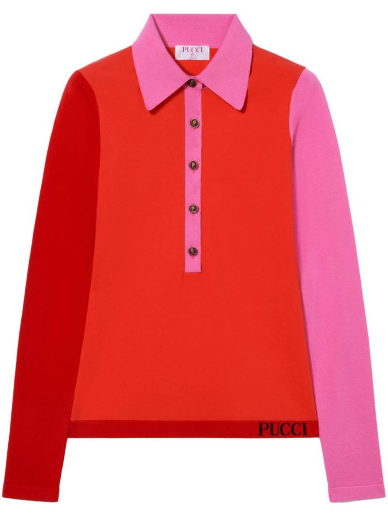 PUCCI colour-block knitted polo shirt - Red von PUCCI