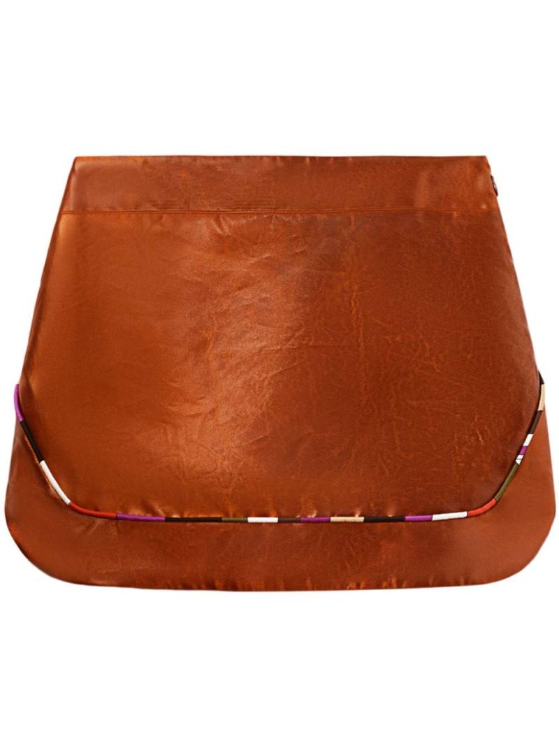 PUCCI contrast-trim leather-effect miniskirt - Brown von PUCCI