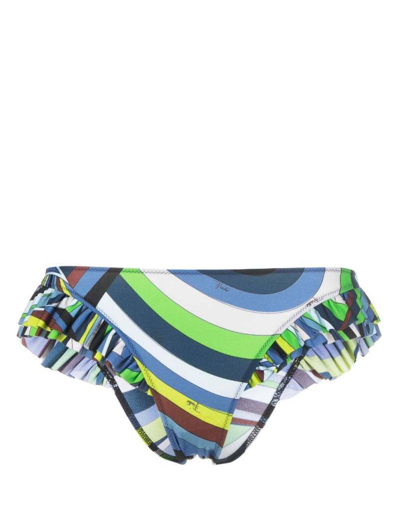 PUCCI graphic-print ruffled bikini bottoms - Blue von PUCCI