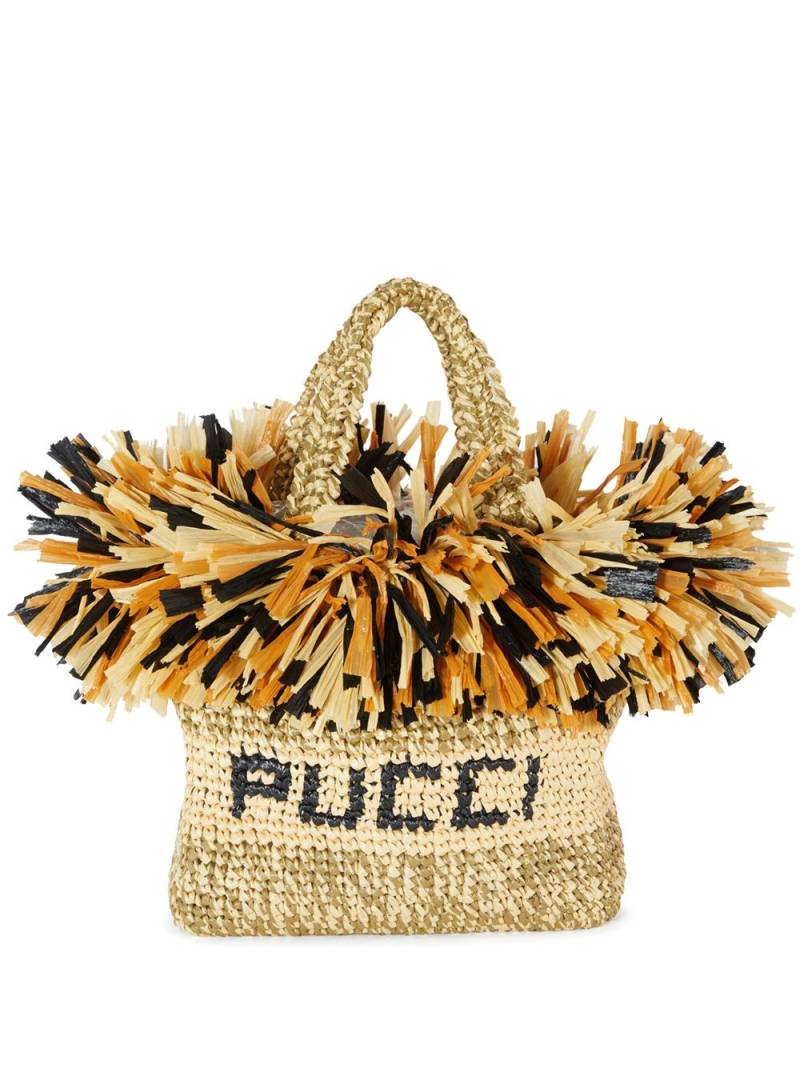 PUCCI intarsia-logo interwoven tote bag - Neutrals von PUCCI