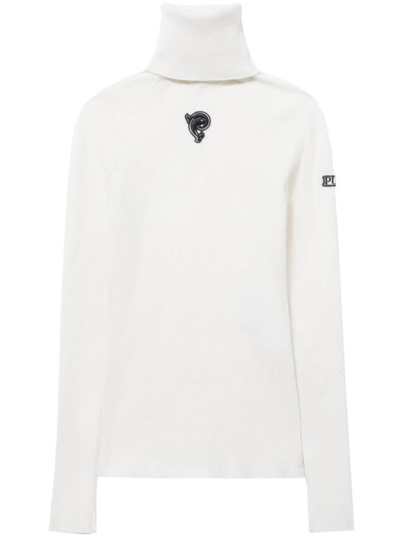 PUCCI logo-appliqué virgin-wool ribbed jumper - White von PUCCI