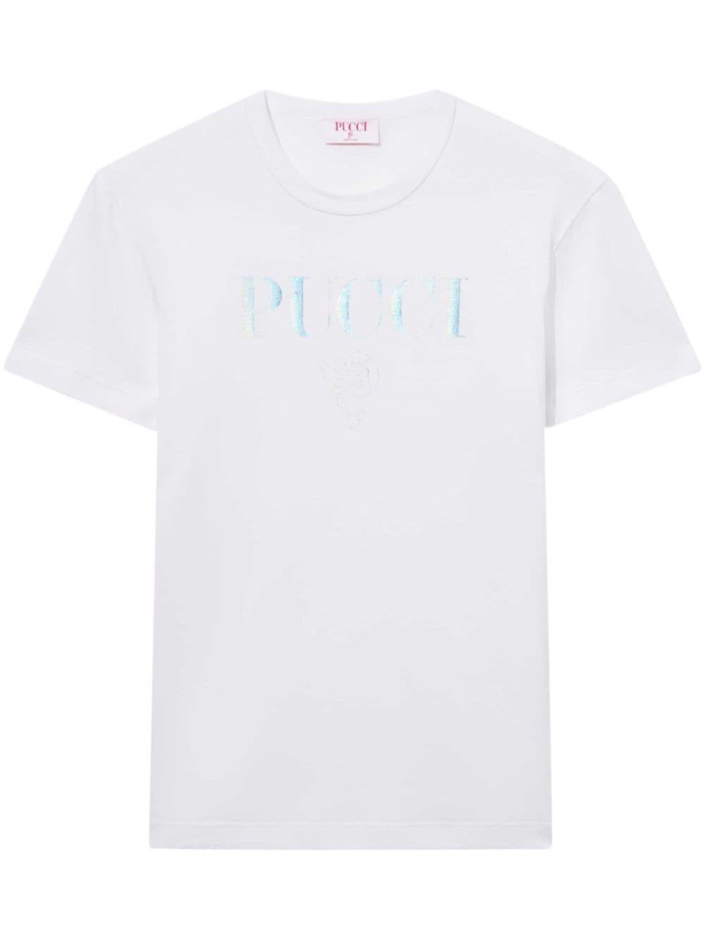 PUCCI logo-embroidered cotton T-shirt - White von PUCCI