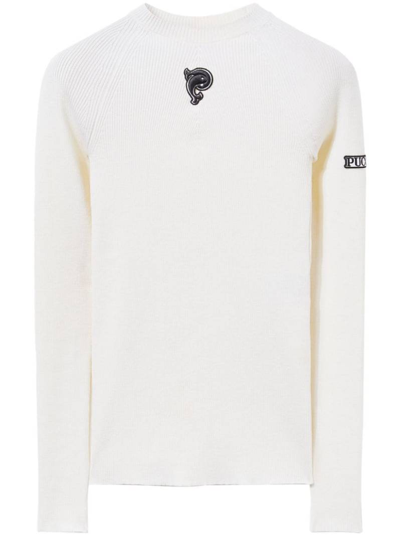 PUCCI logo-embroidered ribbed knit jumper - White von PUCCI