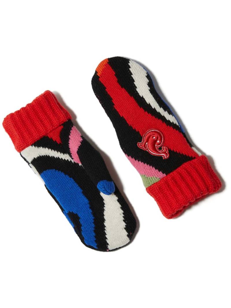 PUCCI logo patches thumb slot mittens - Red von PUCCI