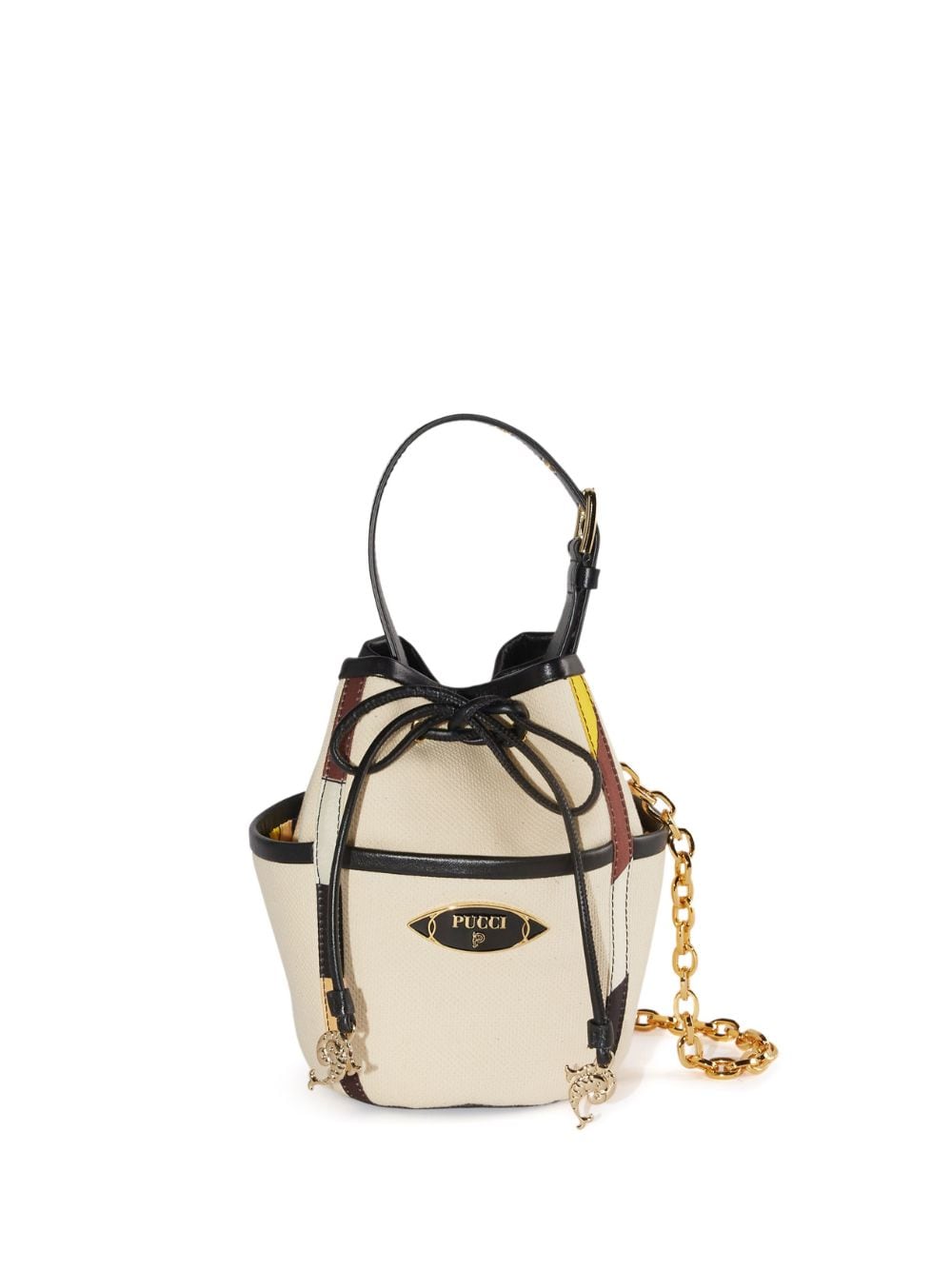 PUCCI logo-plaque cotton bucket bag - White von PUCCI