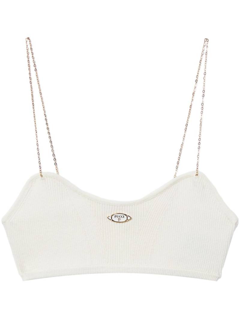 PUCCI logo-plaque ribbed crop top - White von PUCCI