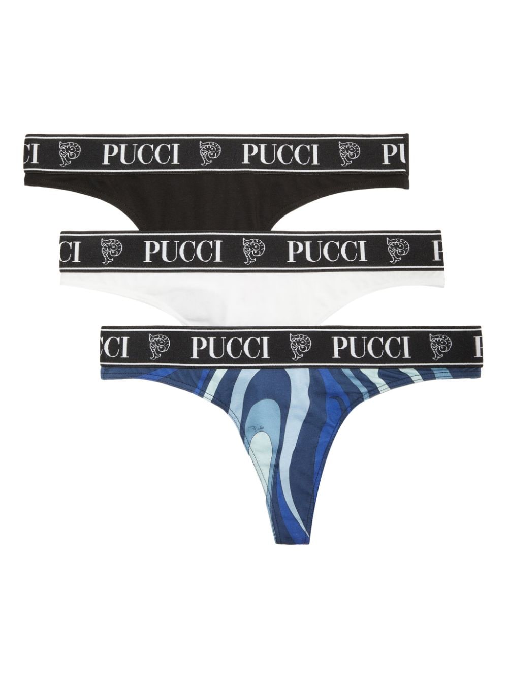 PUCCI logo-print cotton thong (set of three) - Blue von PUCCI