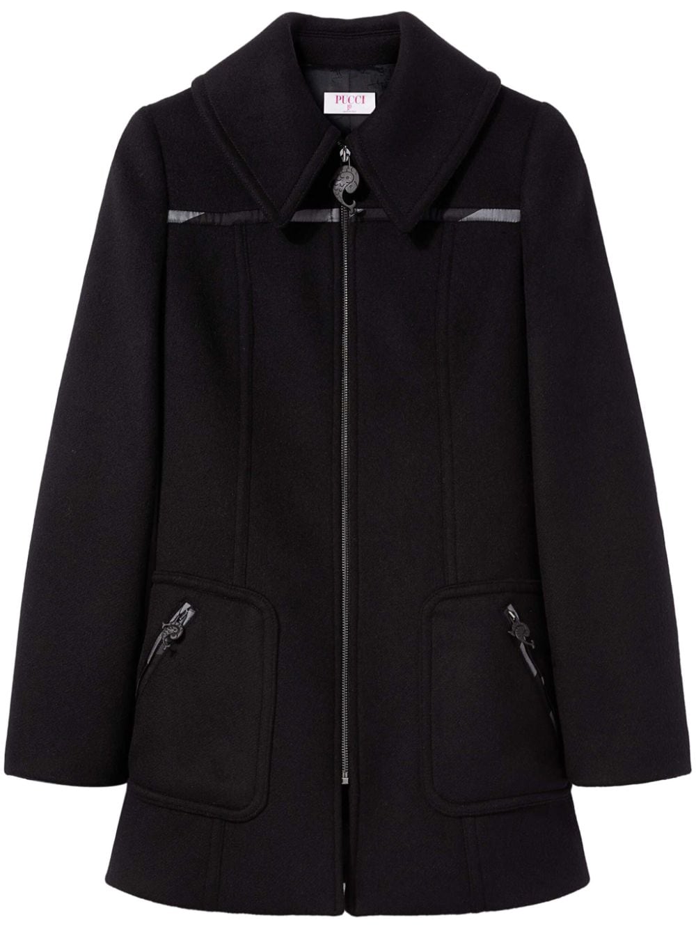 PUCCI oversize-collar zip-up wool coat - Black von PUCCI