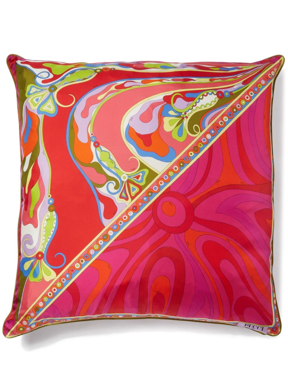 PUCCI patchwork-print silk cushion - Red von PUCCI