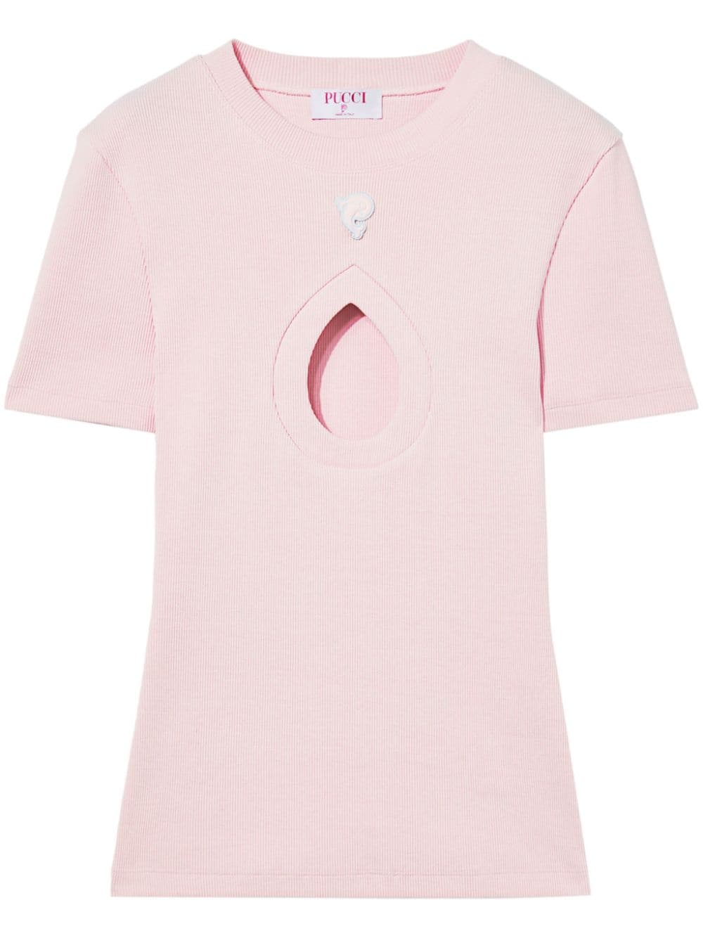 PUCCI ribbed-knit T-shirt - Pink von PUCCI