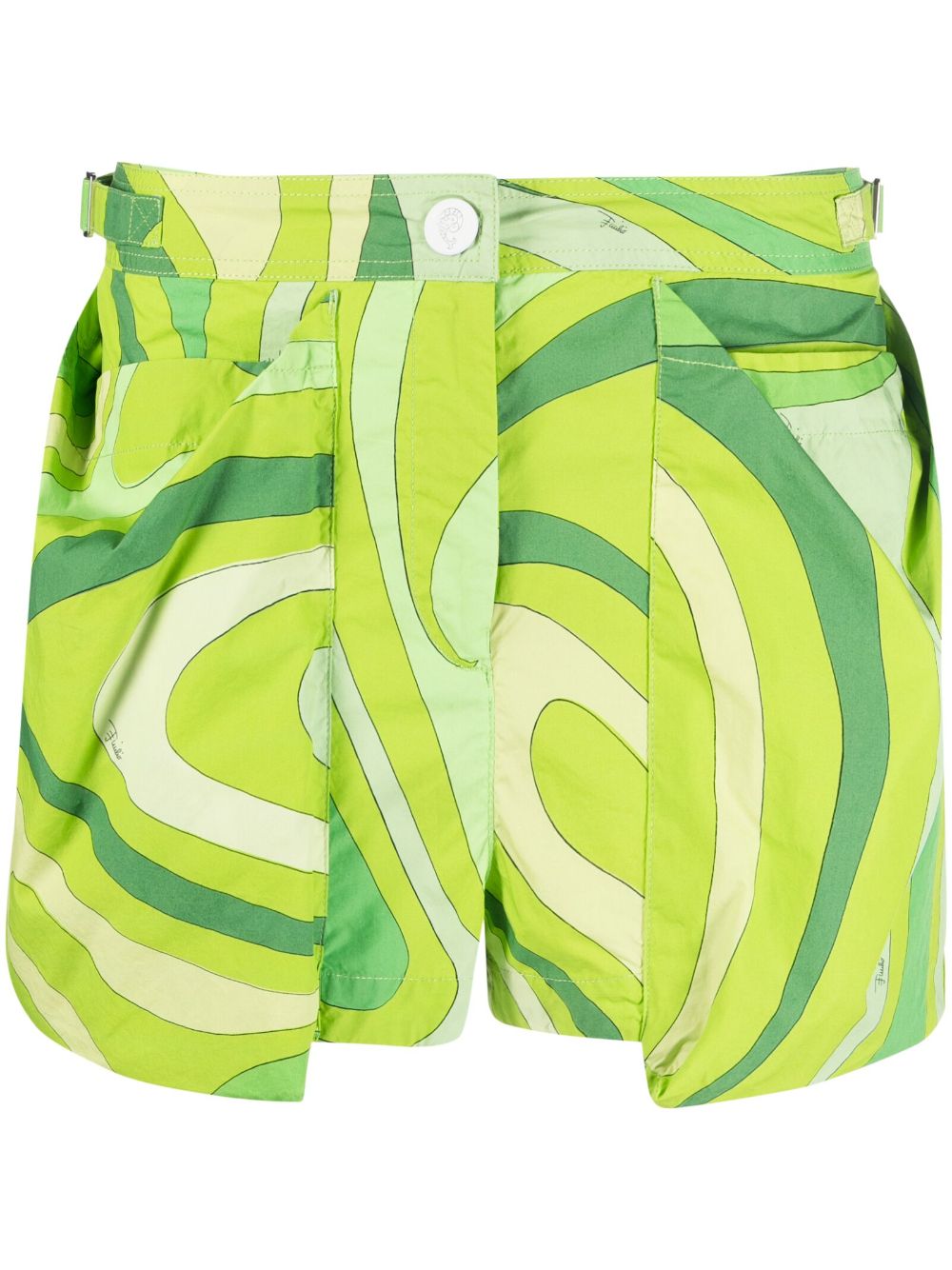 PUCCI swirl-print pouch-pockets cotton shorts - Green von PUCCI