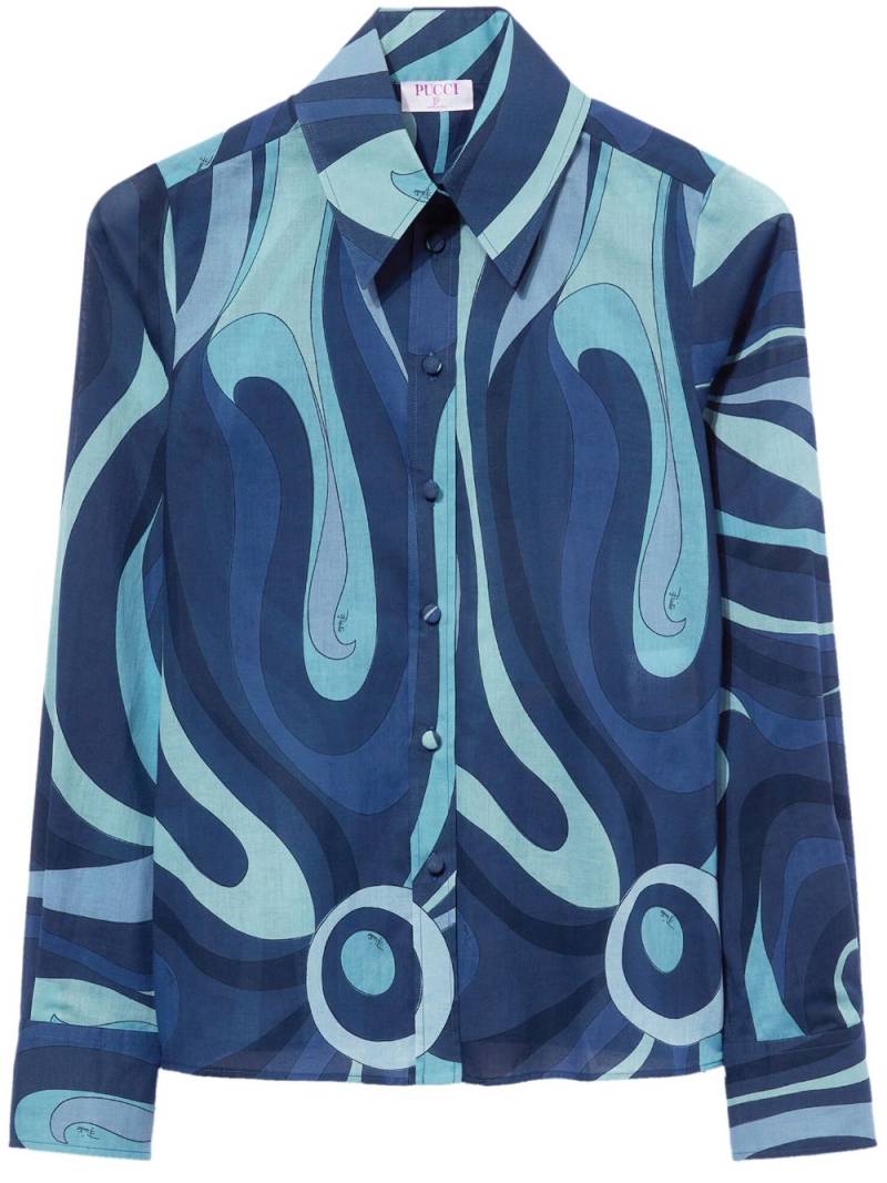 PUCCI wave-print cotton shirt - Blue von PUCCI