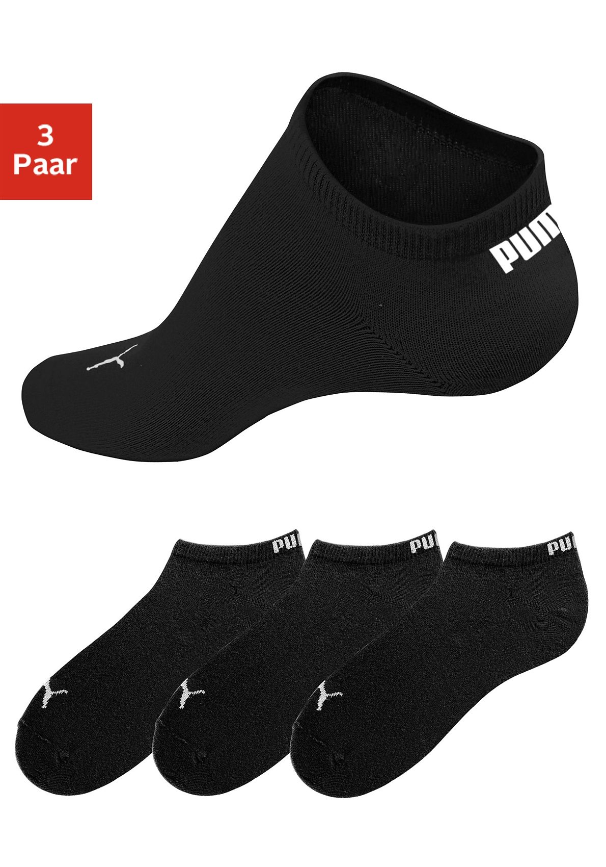 PUMA Sneakersocken, (3 Paar), mit eingestricktem Markenlogo von PUMA