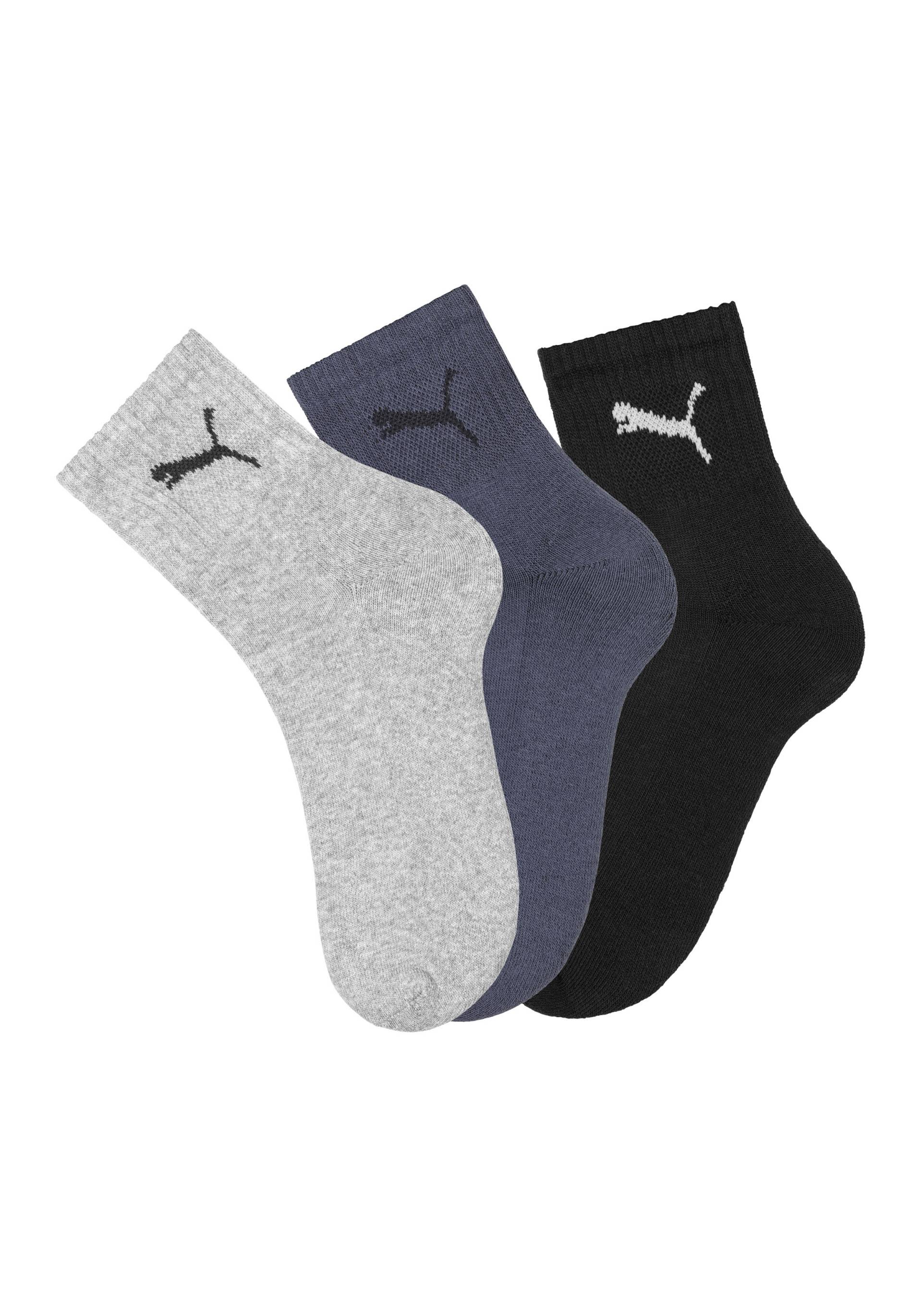PUMA Sportsocken »short crew«, (3 Paar), Gepolsterte Frottee-Sohle, atmungsaktiv von PUMA