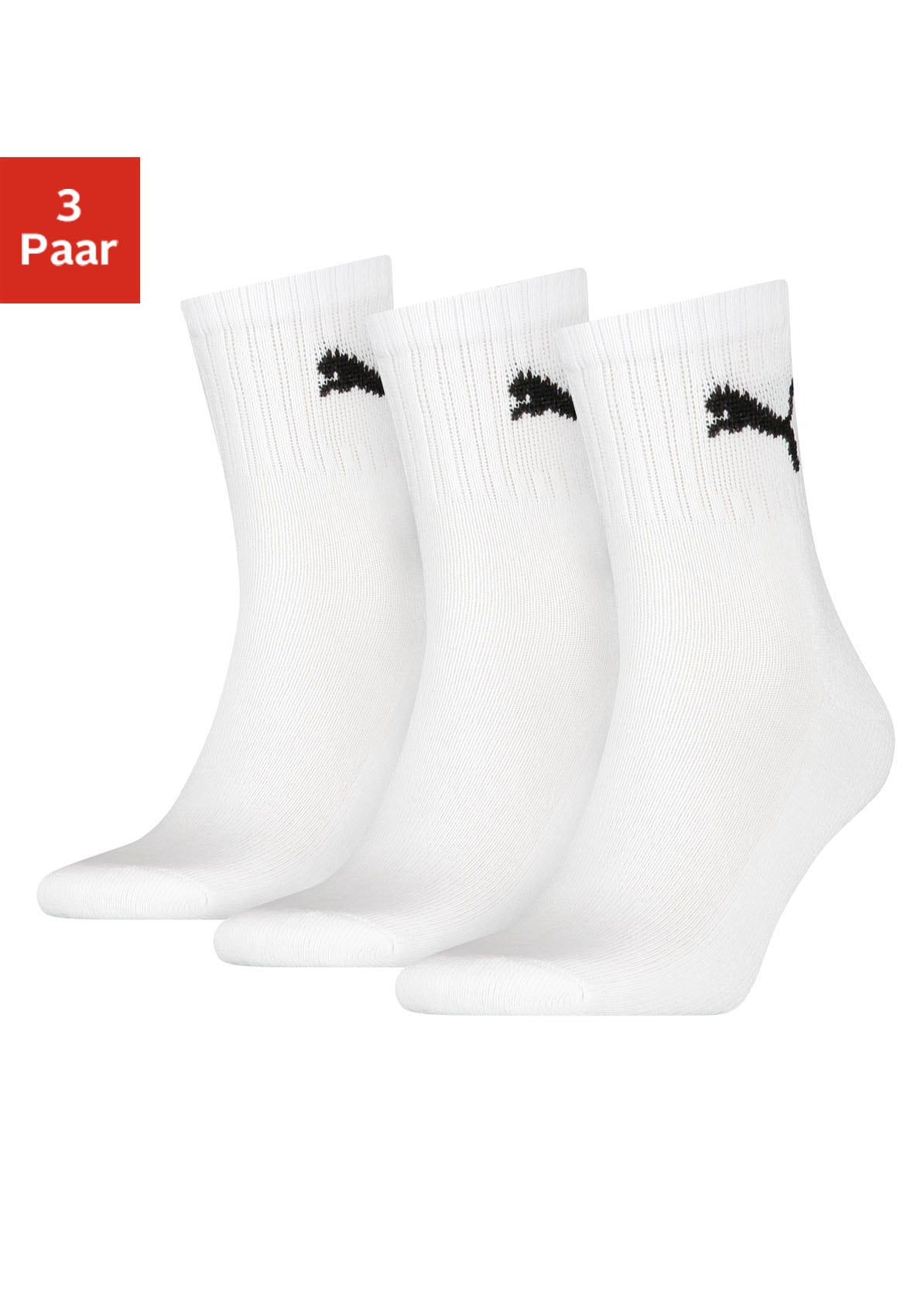 PUMA Sportsocken »short crew«, (3er-Pack), mit klassischer Rippe von PUMA