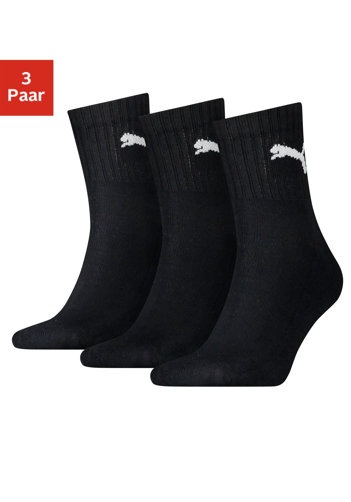 PUMA Sportsocken »short crew«, (3er-Pack), mit klassischer Rippe von PUMA