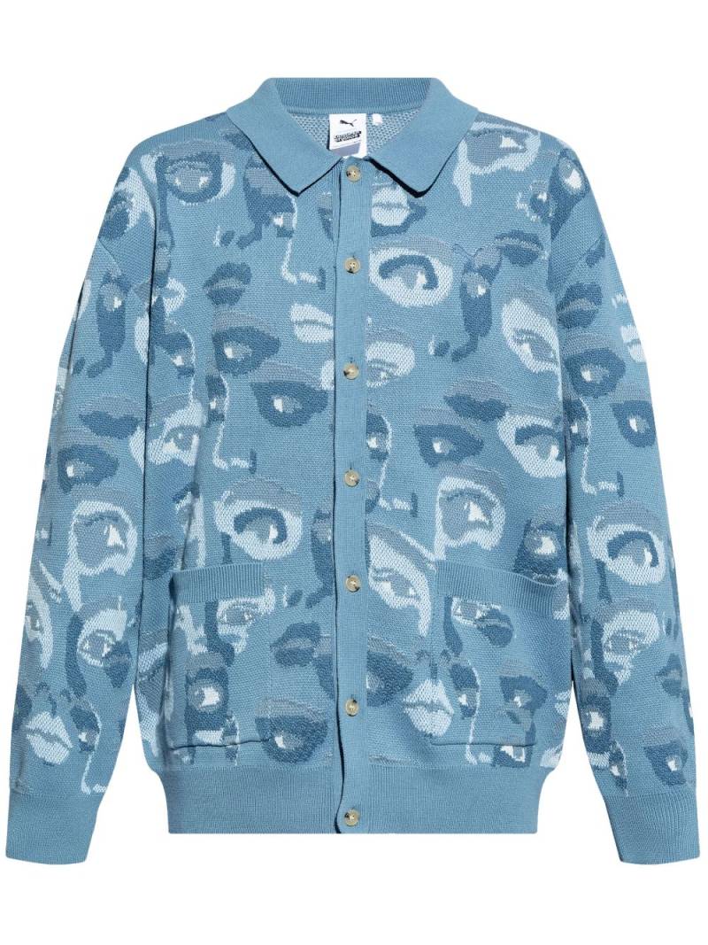 PUMA eyes-print knitted cardigan - Blue von PUMA